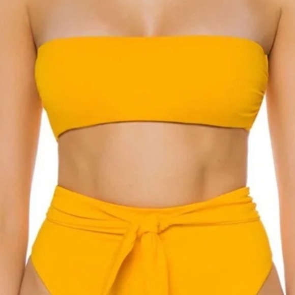 NWT Mara Hoffman Abigail Bandeau Tie Back Bikini Top Sprint Yellow - Picture 5 of 9